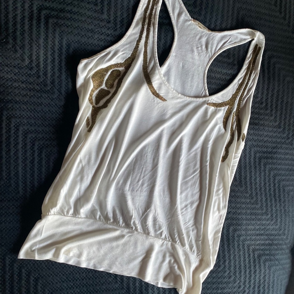 Original Y2K Vintage Beaded Cami Tank White Size Large Fairycore Festival Unique